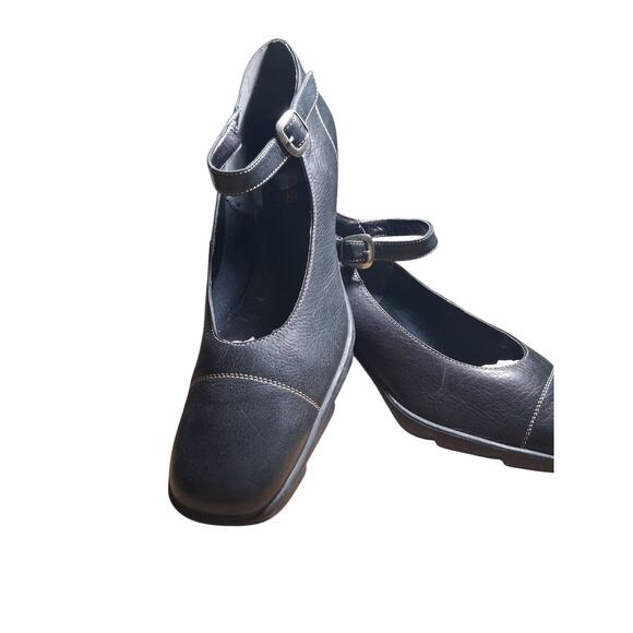 AEROSOLES Chunky Heel Mary Jane Womens size 10B Blk Leather 3" Pumps Whimsigoth - Picture 1 of 15